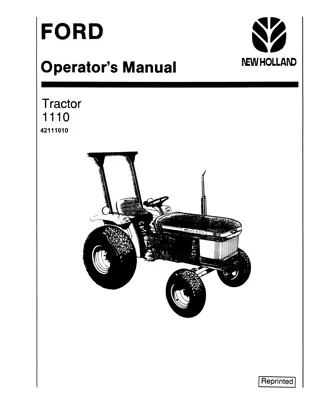 Ford New Holland 1110 Tractor Operator’s Manual Instant Download (Publication No.42111010)