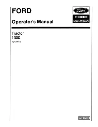 Ford New Holland 1300 Tractor Operator’s Manual Instant Download (Publication No.42130011)