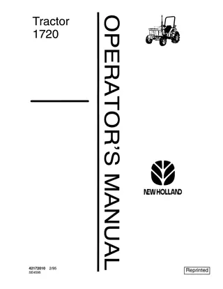 Ford New Holland 1720 Tractor Operator’s Manual Instant Download (Publication No.42172010)