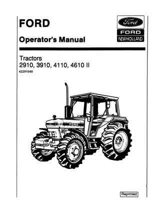 Ford New Holland 2910 3910 4110 4610 II Tractors Operator’s Manual Instant Download (Publication No.42291040)