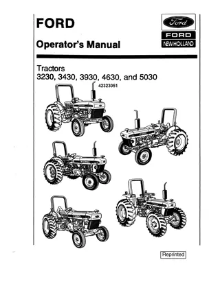 Ford New Holland 3230 3430 3930 4630 and 5030 Tractors Operator’s Manual Instant Download (Publication No.42323051)