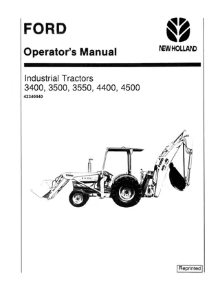 Ford New Holland 3400 3500 3550 4400 4500 Industrial Tractors Operator’s Manual Instant Download (Publication No.42340040)