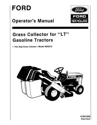 Ford New Holland Grass Collector for LT Gasoline Tractors Operator’s Manual Instant Download (Publication No.41641500)