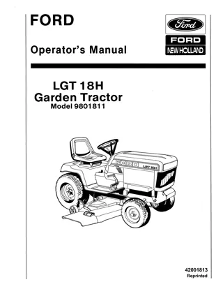 Ford New Holland LGT18H Garden Tractor Operator’s Manual Instant Download (Publication No.42001813)