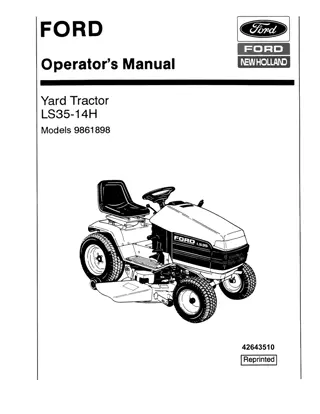 Ford New Holland LS35-14H Yard Tractor Operator’s Manual Instant Download (Publication No.42643510)