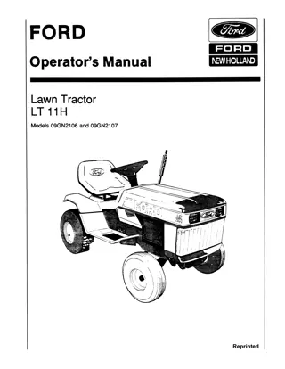 Ford New Holland LT 11H Lawn Tractor Operator’s Manual Instant Download (Publication No.42001113)