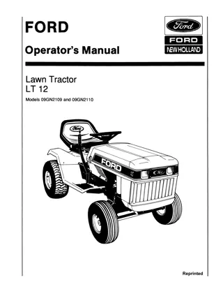 Ford New Holland LT 12 Lawn Tractor Operator’s Manual Instant Download (Publication No. 42001213)