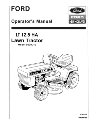 Ford New Holland LT 12.5HA Lawn Tractors Operator’s Manual Instant Download (Publication No.42001215)