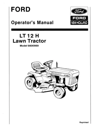 Ford New Holland LT 12H Lawn Tractor Operator’s Manual Instant Download (Publication No.42001214)