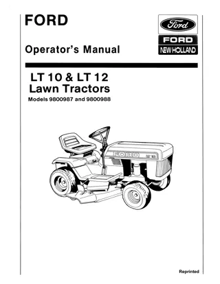 Ford New Holland LT10 & LT12 Lawn Tractors Operator’s Manual Instant Download (Publication No.42001221)