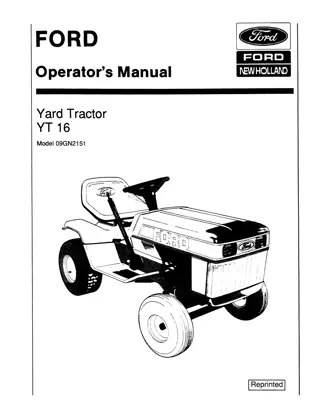 Ford New Holland YT16 Yard Tractor Operator’s Manual Instant Download (Publication No.42001610)