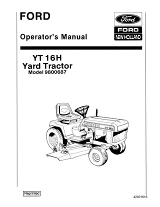 Ford New Holland YT16H Yard Tractor Operator’s Manual Instant Download (Publication No.42001616)