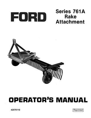 Ford Series 761A Rake Attachment Operator’s Manual Instant Download (Publication No.42076110)