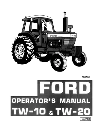 Ford TW-10 TW-20 Tractors Operator’s Manual Instant Download (Publication No.42001020)