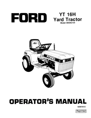 Ford YT16H Yard Tractor Operator’s Manual Instant Download (Publication No.42001613)