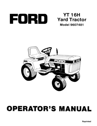 Ford YT16H Yard Tractor Operator’s Manual Instant Download (Publication No.42001615)