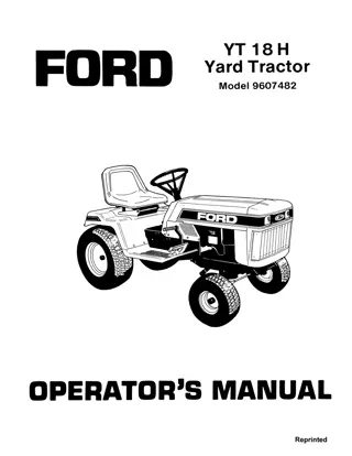 Ford YT18H Yard Tractor Operator’s Manual Instant Download (Publication No.42001810)