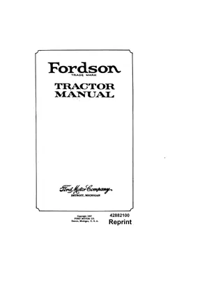 Fordson Trade Mark Tractor Operator’s Manual Instant Download (Publication No.42882100)