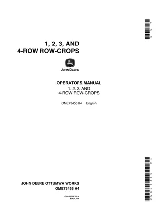 John Deere 1 2 3 and 4-Row Row-Crops Operator’s Manual Instant Download (Publication No.OME73455)