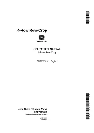 John Deere 4-Row Row-Crop Operator’s Manual Instant Download (Publication No.OME77078)