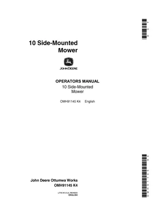 John Deere 10 Side-Mounted Mower Operator’s Manual Instant Download (Publication No.OMH91145)