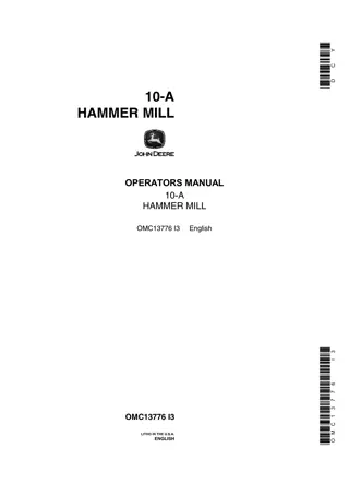 John Deere 10-A Hammer Mill Operator’s Manual Instant Download (Publication No.OMC13776)