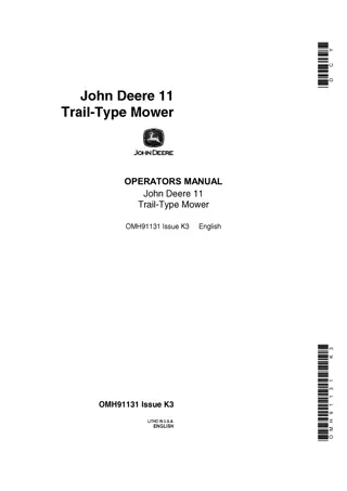 John Deere 11 Trail-Type Mower Operator’s Manual Instant Download (Publication No.OMH91131)