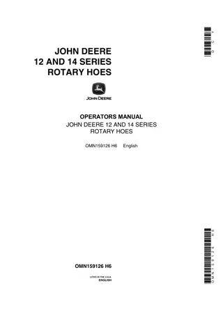 John Deere 12 and 14 Series Rotary Hoes Operator’s Manual Instant Download (Publication No.OMN159126)