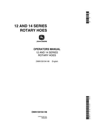 John Deere 12 and 14 Series Rotary Hoes Operator’s Manual Instant Download (Publication No.OMN159194)