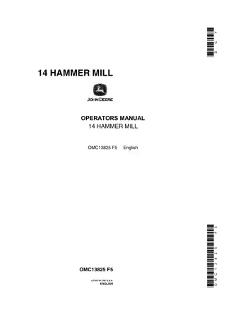 John Deere 14 Hammer Mill Operator’s Manual Instant Download (Publication No.OMC13825)