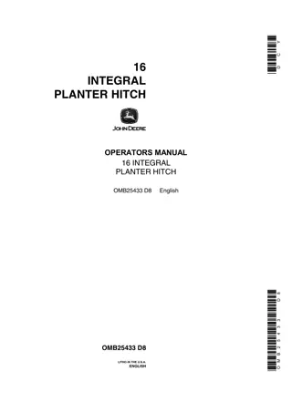 John Deere 16 Integral Planter Hitch Operator’s Manual Instant Download (Publication No.OMB25433)