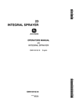 John Deere 23 Integral Sprayer Operator’s Manual Instant Download (Publication No.OMN159192)