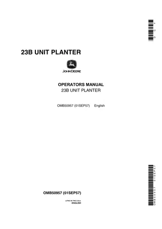 John Deere 23B Unit Planter Operator’s Manual Instant Download (Publication No.OMB50957)