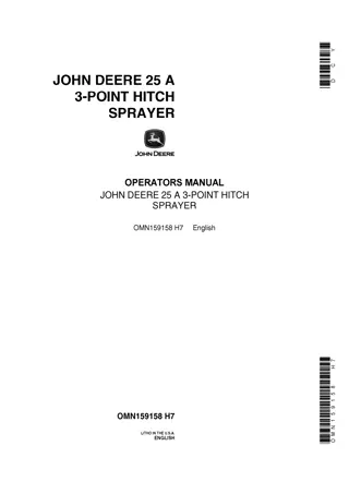 John Deere 25 A 3-Point Hitch Sprayer Operator’s Manual Instant Download (Publication No.OMN159158)