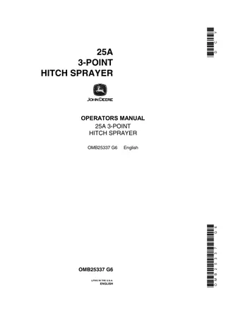 John Deere 25A 3-Point Hitch Sprayer Operator’s Manual Instant Download (Publication No.OMB25337)