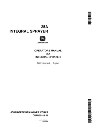 John Deere 25A Integral Sprayer Operator’s Manual Instant Download (Publication No.OMN159313)