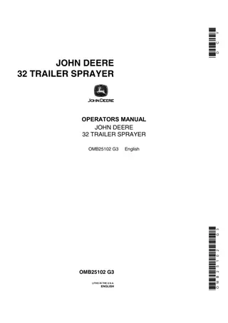 John Deere 32 Trailer Sprayer Operator’s Manual Instant Download (Publication No.OMB25102)