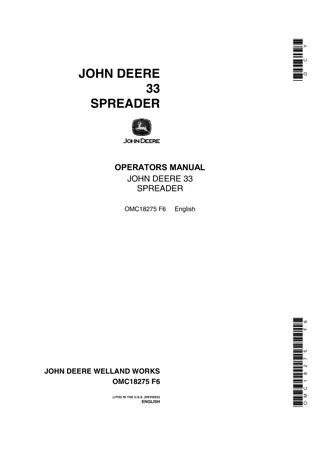 John Deere 33 Spreader Operator’s Manual Instant Download (Publication No.OMC18275)