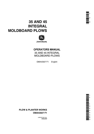 John Deere 35 and 45 Integral Moldboard Plows Operator’s Manual Instant Download (Publication No.OMA43507)