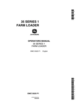 John Deere 35 Series 1 Farm Loader Operator’s Manual Instant Download (Publication No.OMC13525)