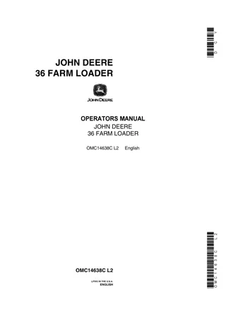 John Deere 36 Farm Loader Operator’s Manual Instant Download (Publication No.OMC14638C)