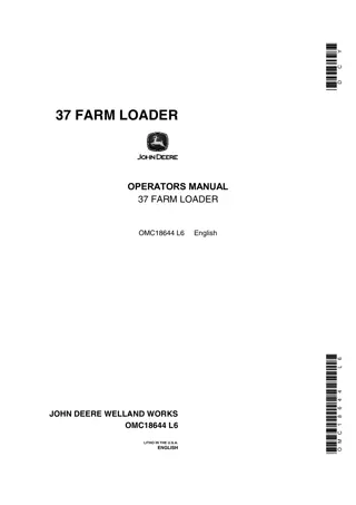 John Deere 37 Farm Loader Operator’s Manual Instant Download (Publication No.OMC18644)