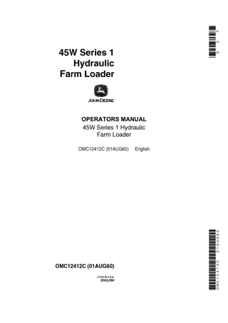 John Deere 45W Series 1 Hydraulic Farm Loader Operator’s Manual Instant Download (Publication No.OMC12412C)