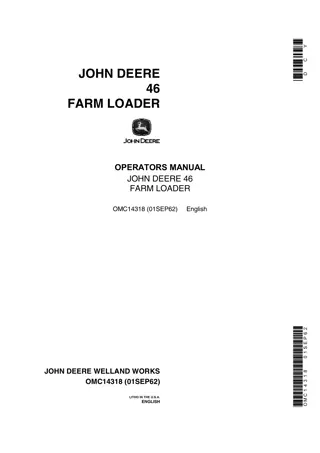 John Deere 46 Farm Loader Operator’s Manual Instant Download (Publication No.OMC14318)