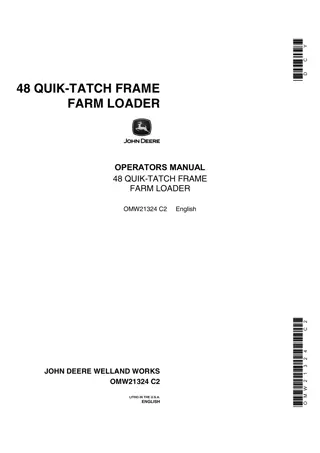 John Deere 48 Quik-Tatch Frame Farm Loader Operator’s Manual Instant Download (Publication No.OMW21324)