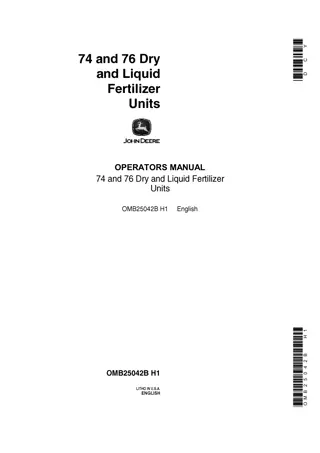 John Deere 74 and 76 Dry and Liquid Fertilizer Units Operator’s Manual Instant Download (Publication No.OMB25042B)