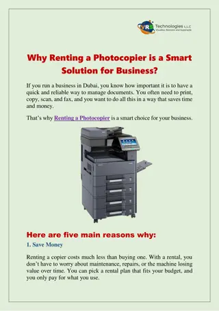 Why Renting a Photocopier is a Smart Solution for Business?