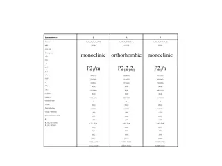 Structural Parameters and Symmetry Operations of Organic Compounds