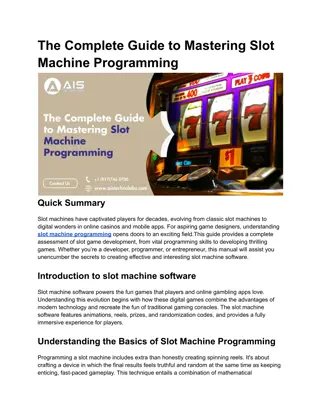 The Complete Guide to Mastering Slot Machine Programming