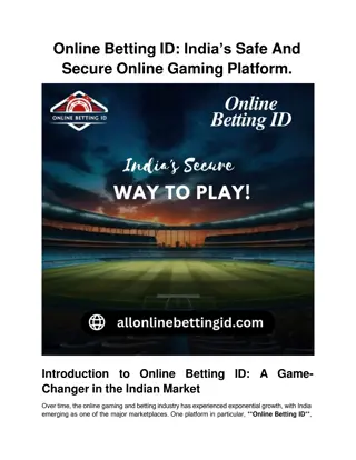 Online Betting ID_ India’s Safe And Secure Online Gaming Platform